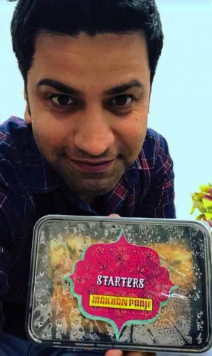 Chef Kunal Kapoor Chef Kunal Kapoor showing a packaging design conceptualised and curated by me