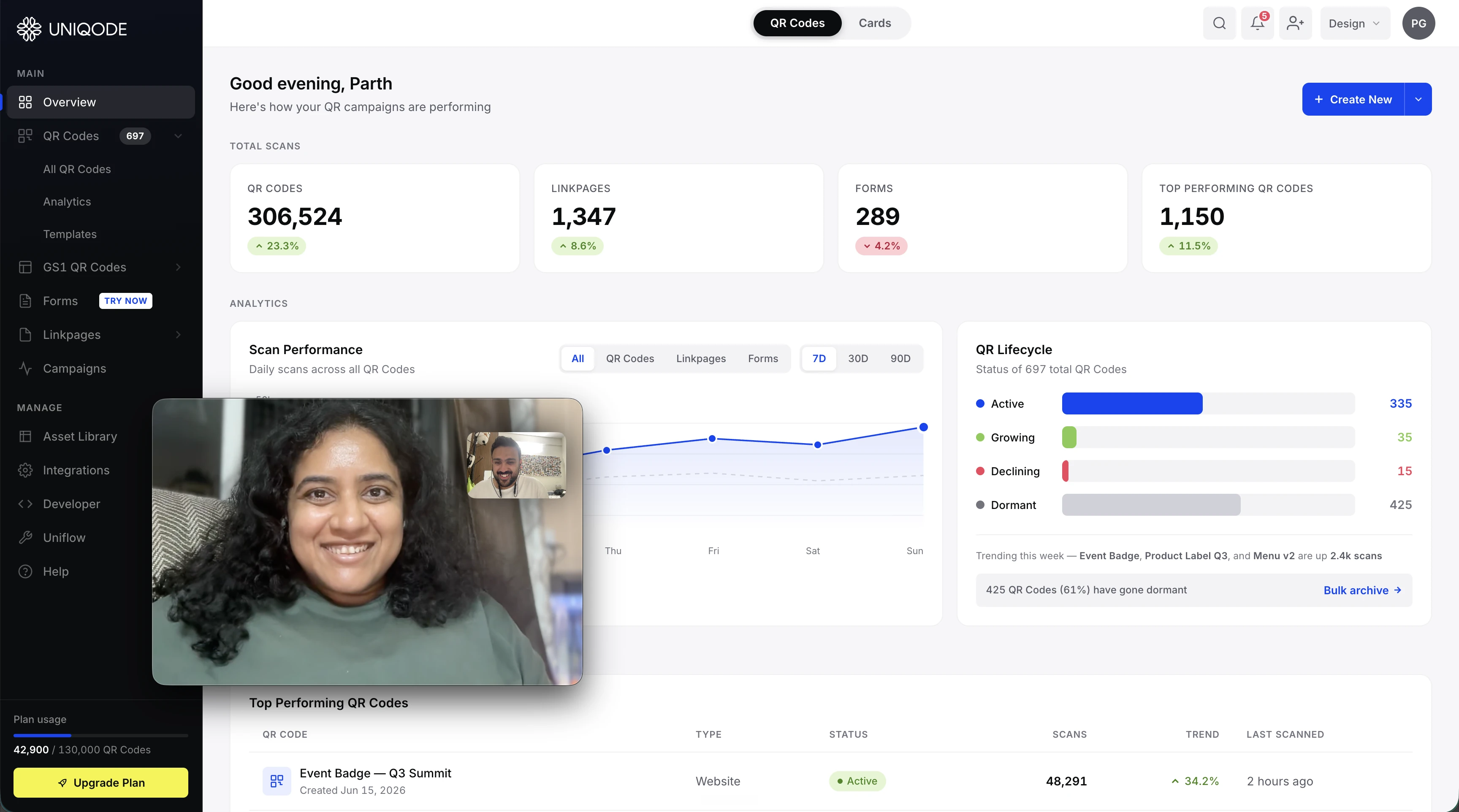 Reviewing UX/UI changes over a call with manager Aarti Lad