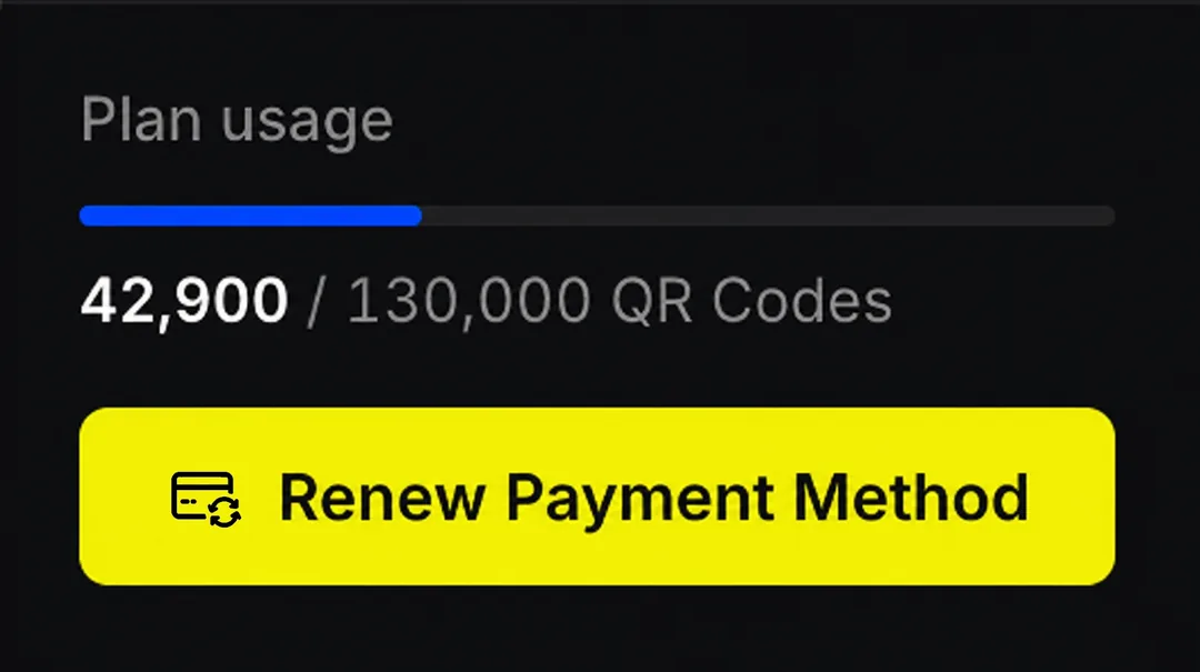 Plan usage bar with a Renew payment method button