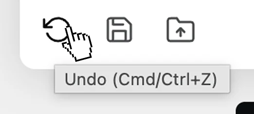 Toolbar with an Undo (Cmd/Ctrl+Z) tooltip, alongside save and load-draft icons.